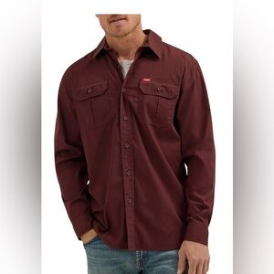 Men’s Wrangler Casual Button Down Shirt - Burgundy